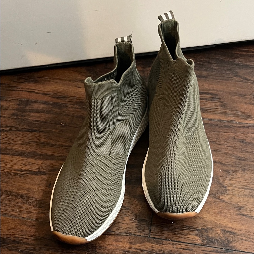 J Slides Olive Green Knit Slip-On Sneakers